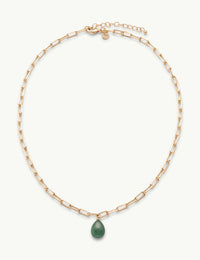 Gold Plated Green Teardrop Necklace