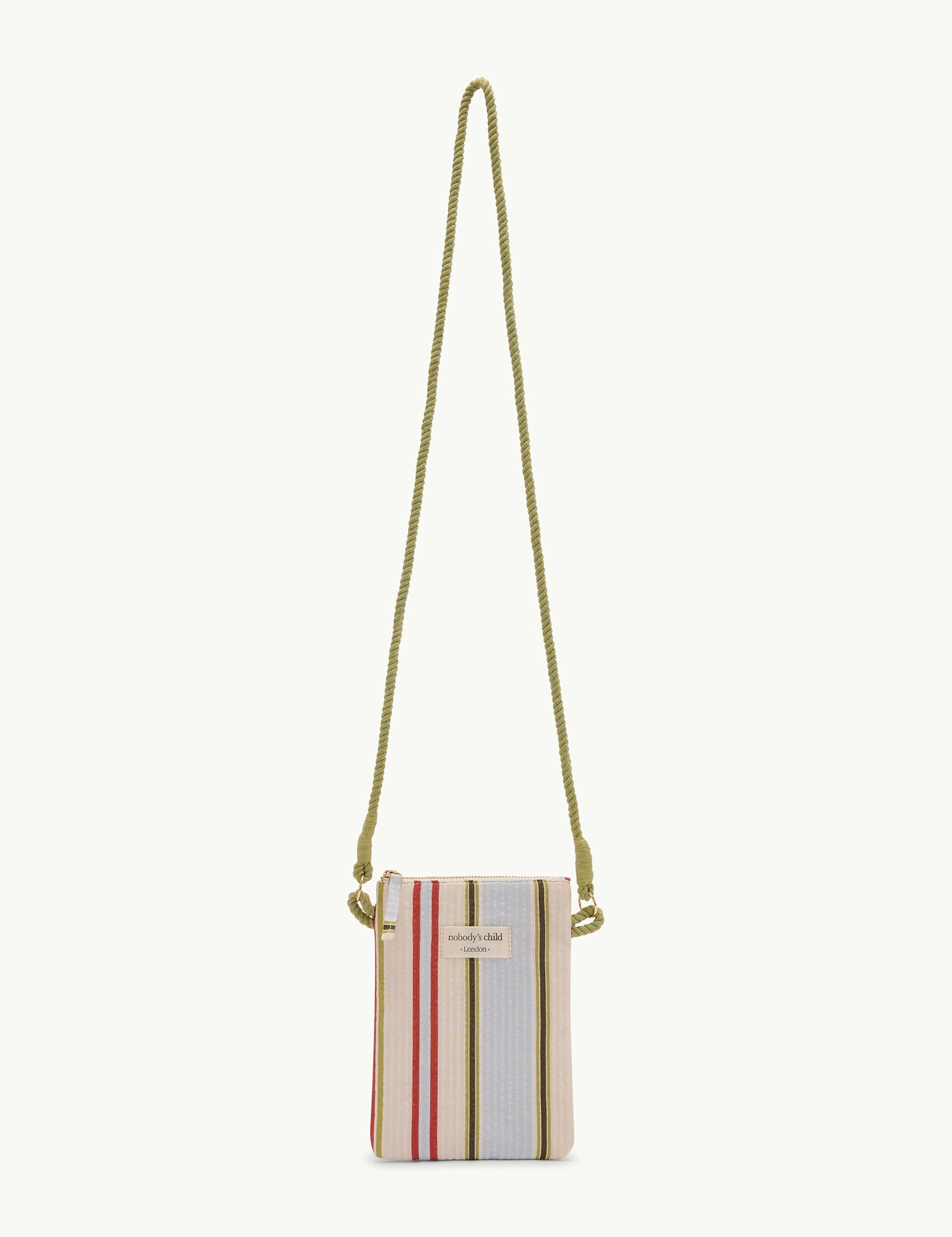 Cream Striped Phone Pouch