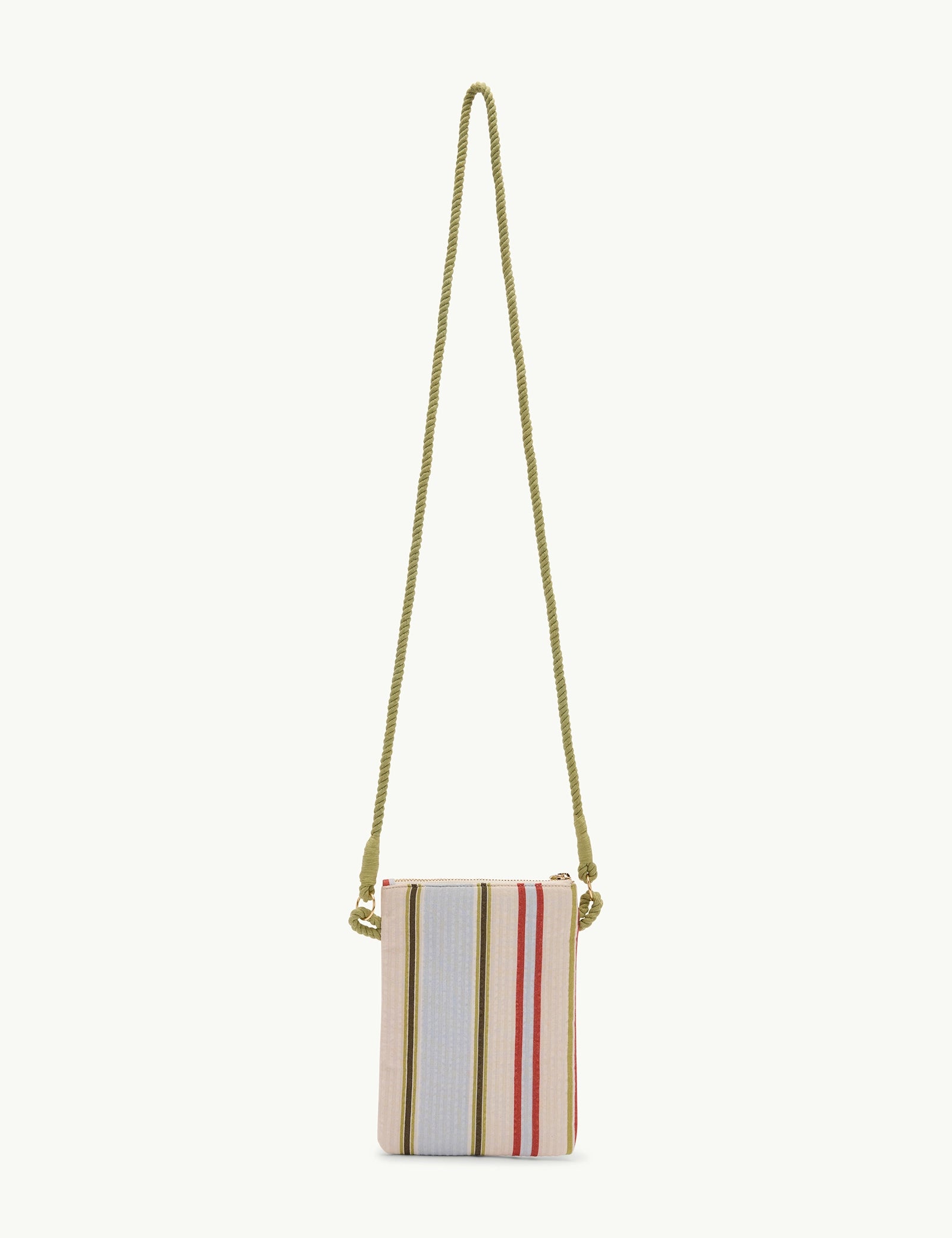 Cream Striped Phone Pouch