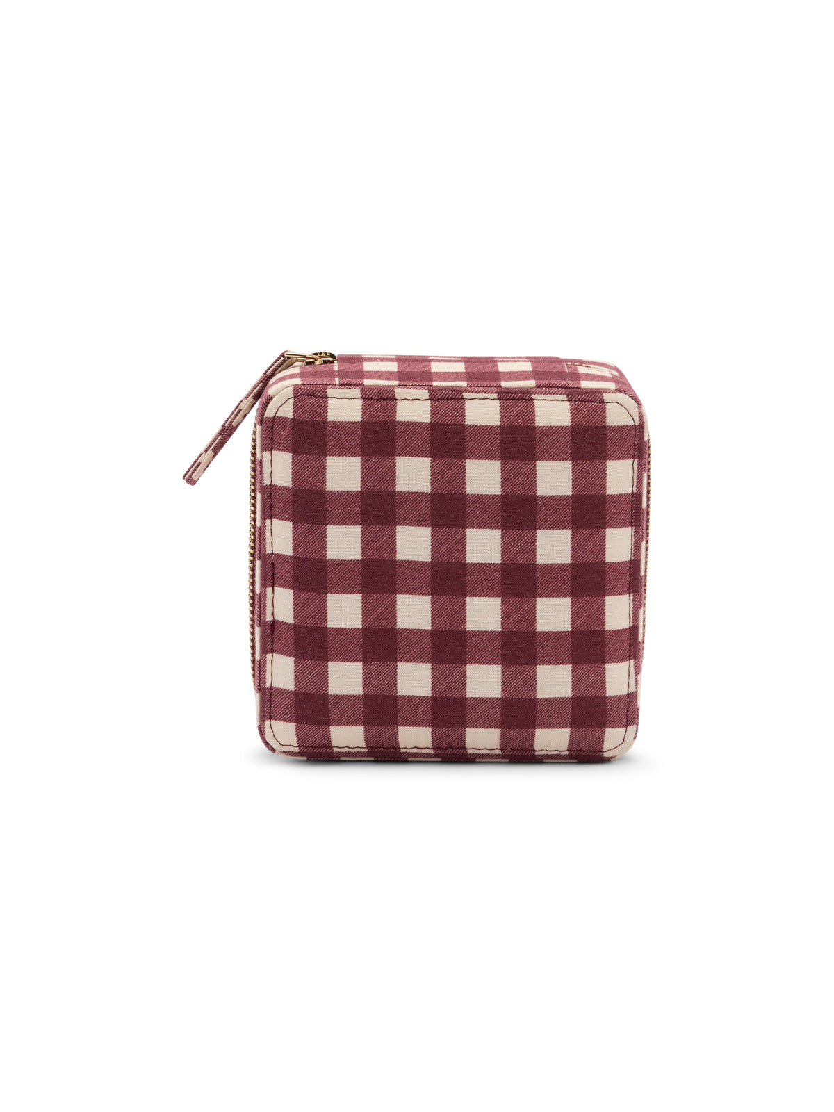 Burgundy Gingham Jewellery Case