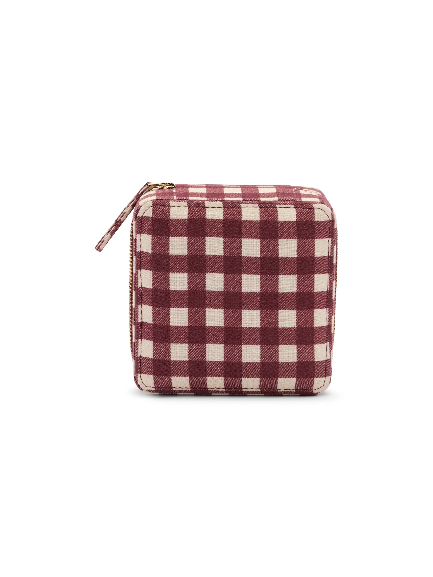 Burgundy Gingham Jewellery Case