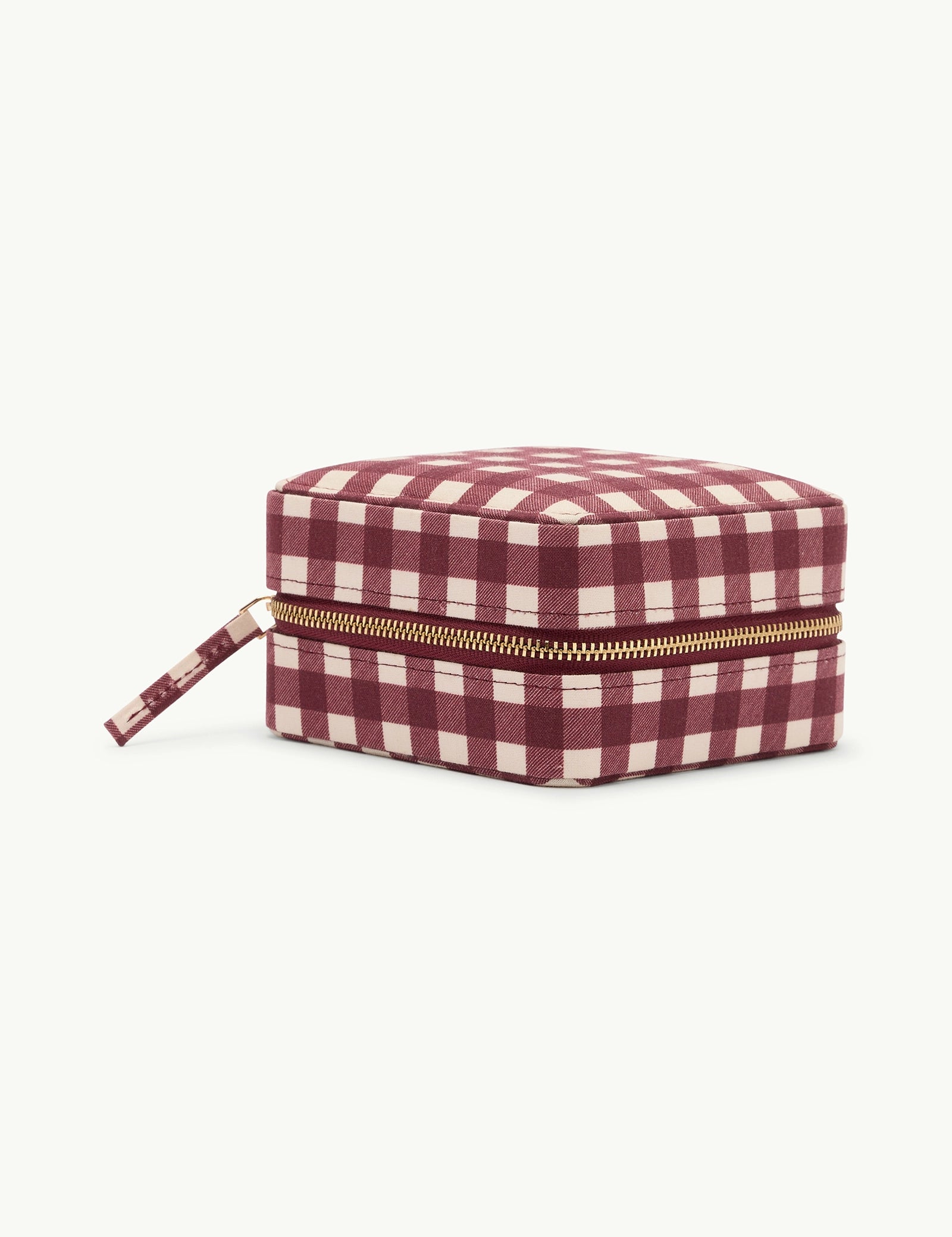 Burgundy Gingham Jewellery Case