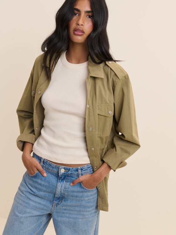 Cream Ribbed Racer Vest