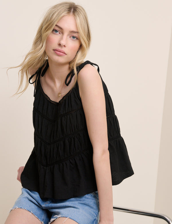 Black Tiered Jersey Cami Top