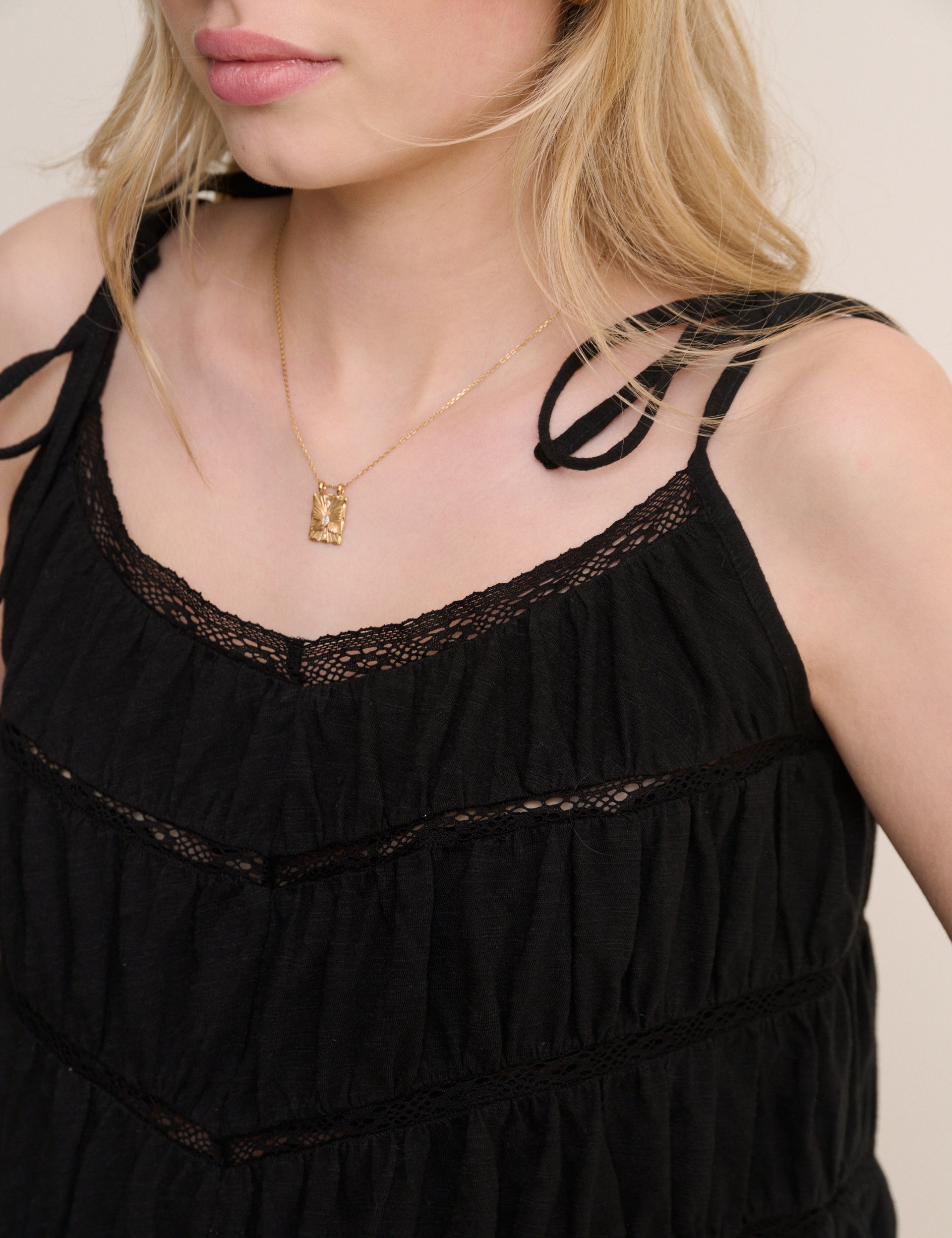 Black Tiered Jersey Cami Top