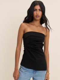 Black Jersey Ponte Longline Bandeau Top