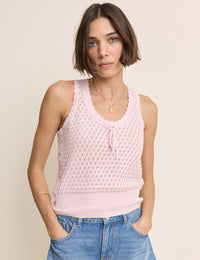 Baby Pink Pointelle Cami with Neck Tie