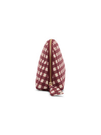 Burgundy Gingham Crescent Large Makeup Bag