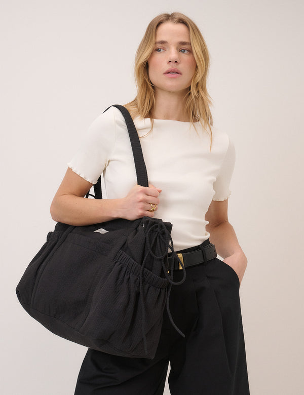 Black Cotton Holdall Bag