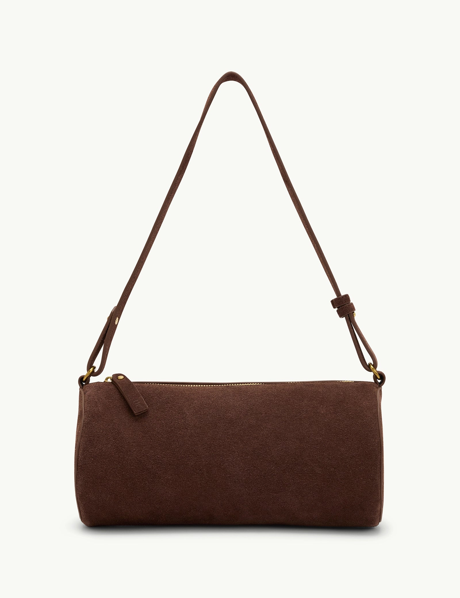 Chocolate Brown Suede Barrel Bag