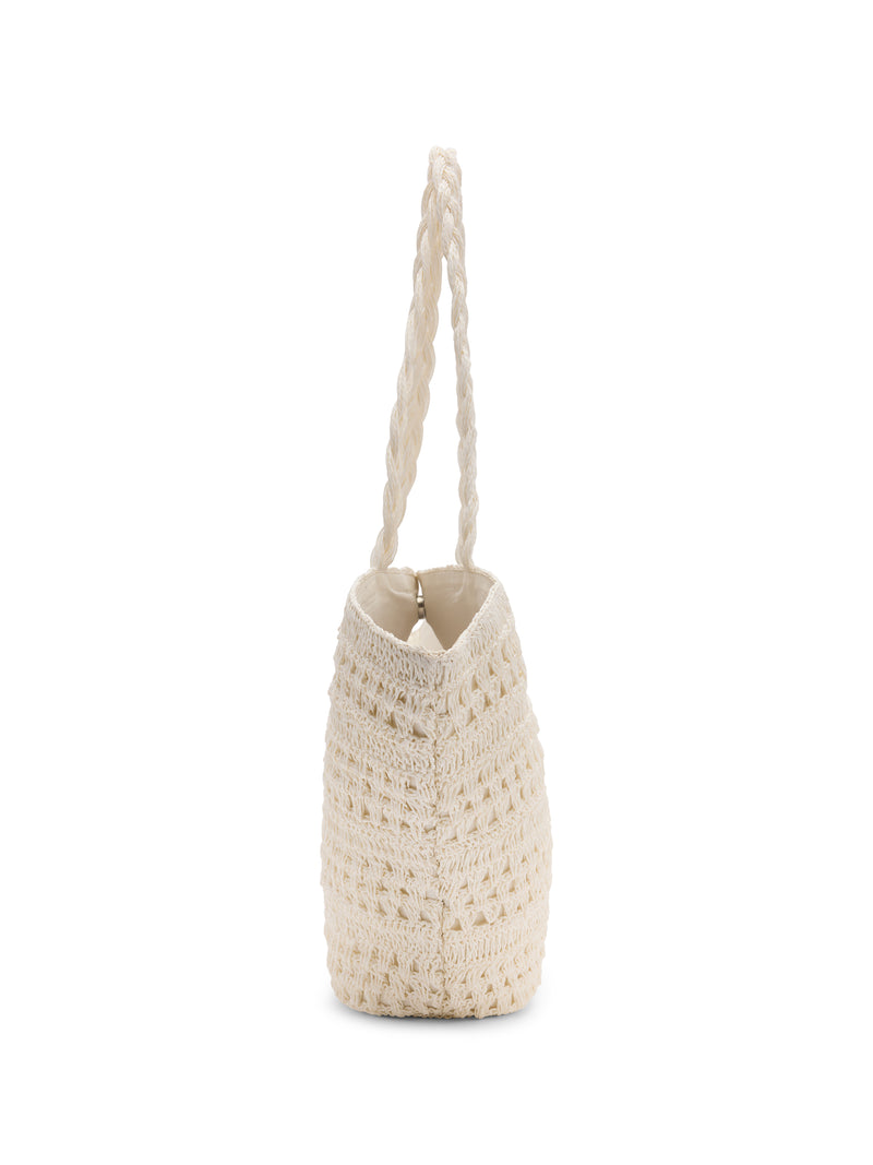 White Raffia Tote Bag