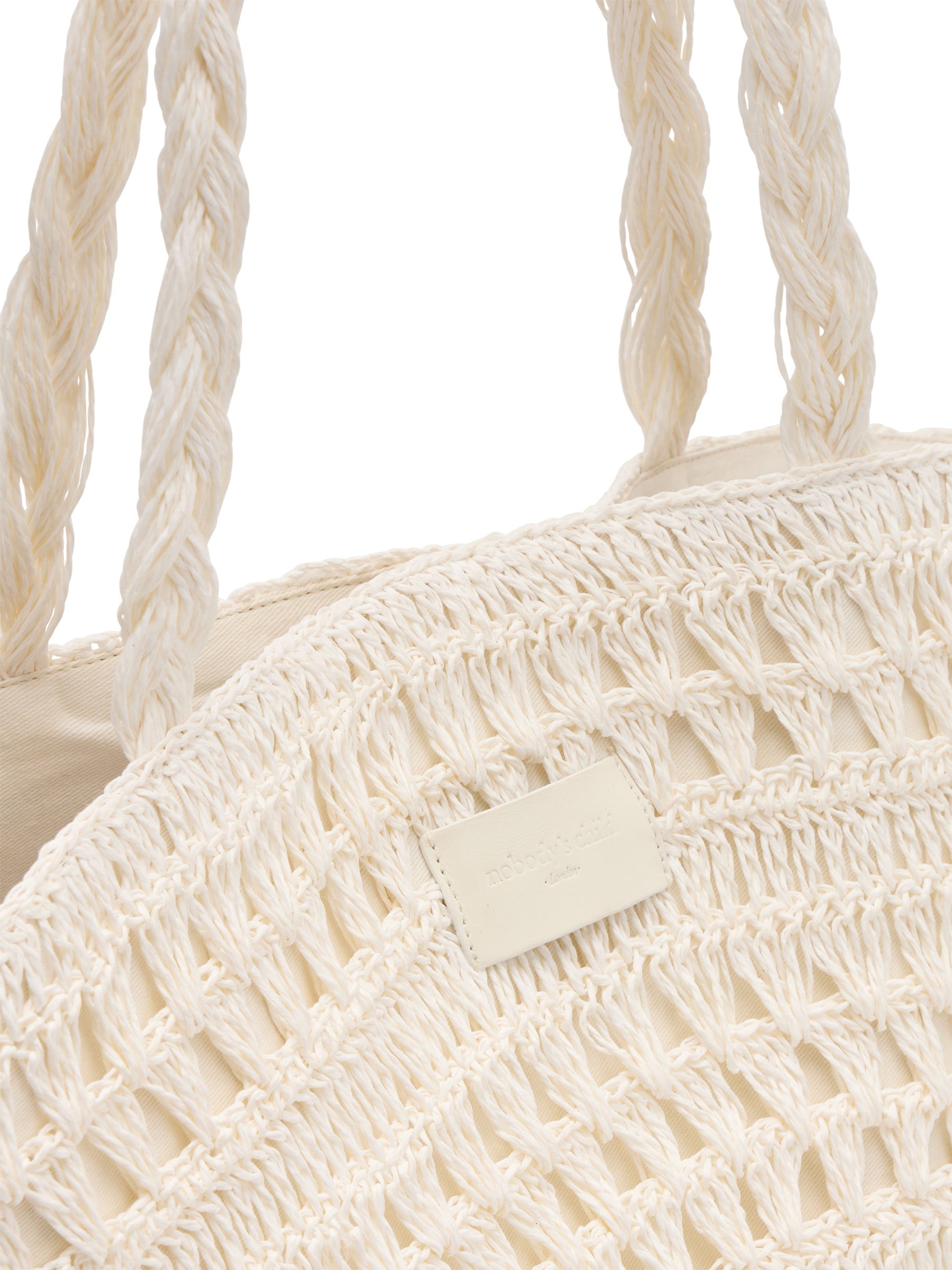 White Raffia Tote Bag