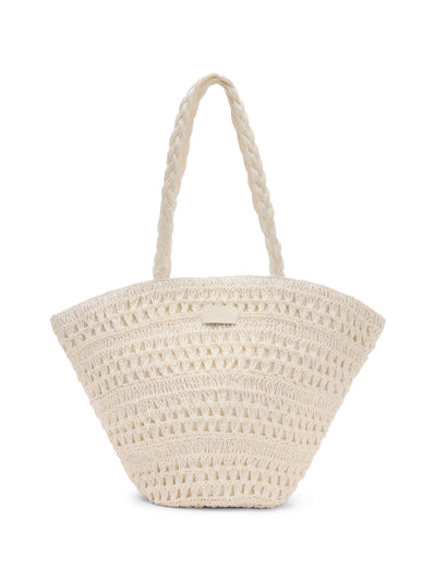 White Raffia Tote Bag