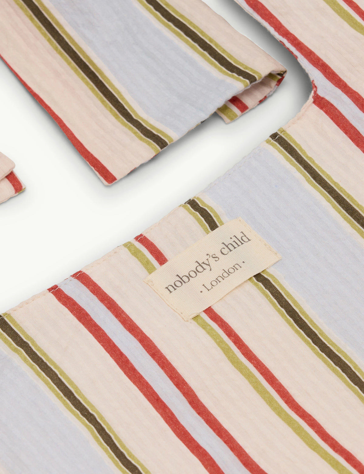 Cream Striped Bow Tie Strap Tote Bag