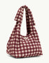 Burgundy Gingham Bow Tie Strap Tote Bag