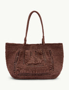 Brown Raffia Tote Bag
