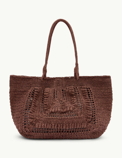 Brown Raffia Tote Bag