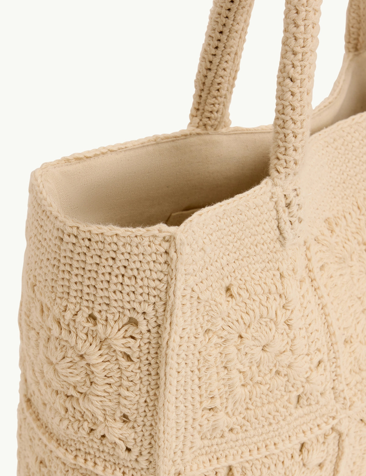 Cream Crochet Square Tote