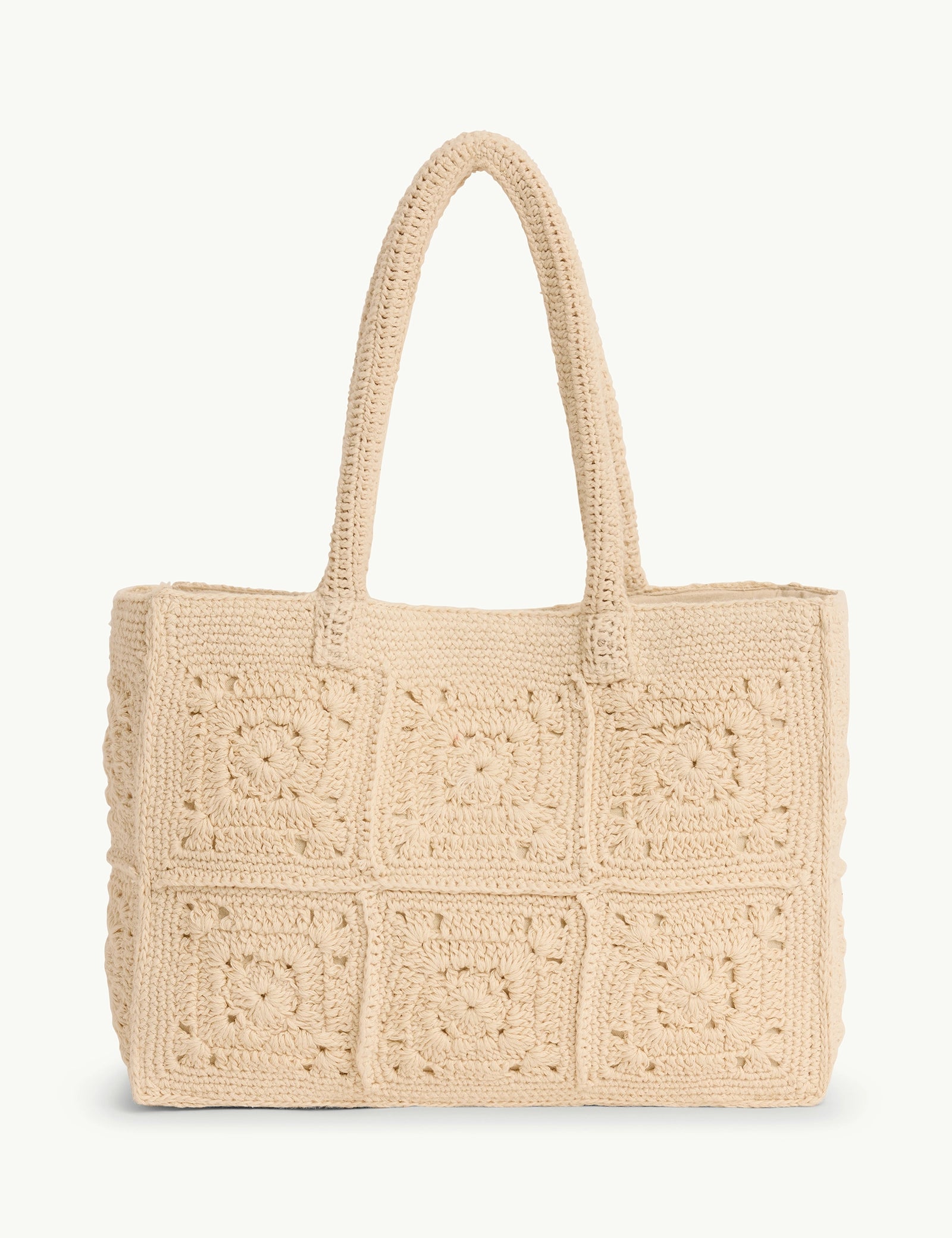 Cream Crochet Square Tote