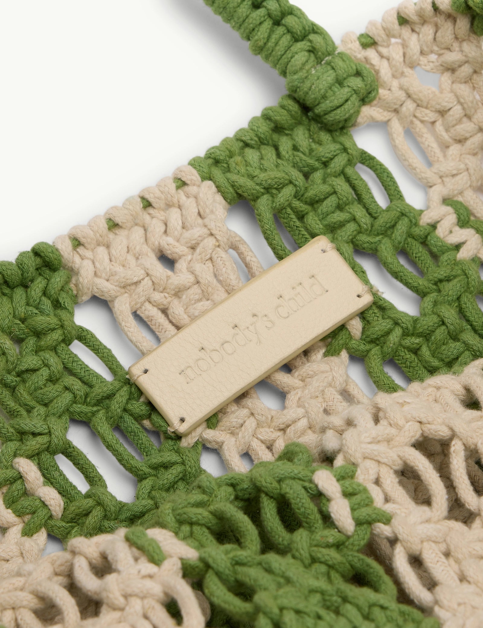 Green and Cream Stripe Crochet Tote