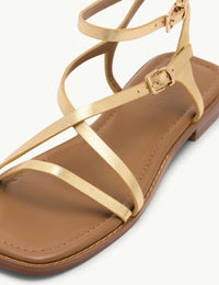 Gold Square Toe Strappy Sandals