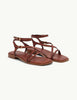 Brown Leather Square Toe Strappy Sandals