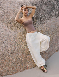 Brown Suede Metal Disc Detail Sandals