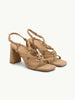 Beige Suede Strappy Block Heels