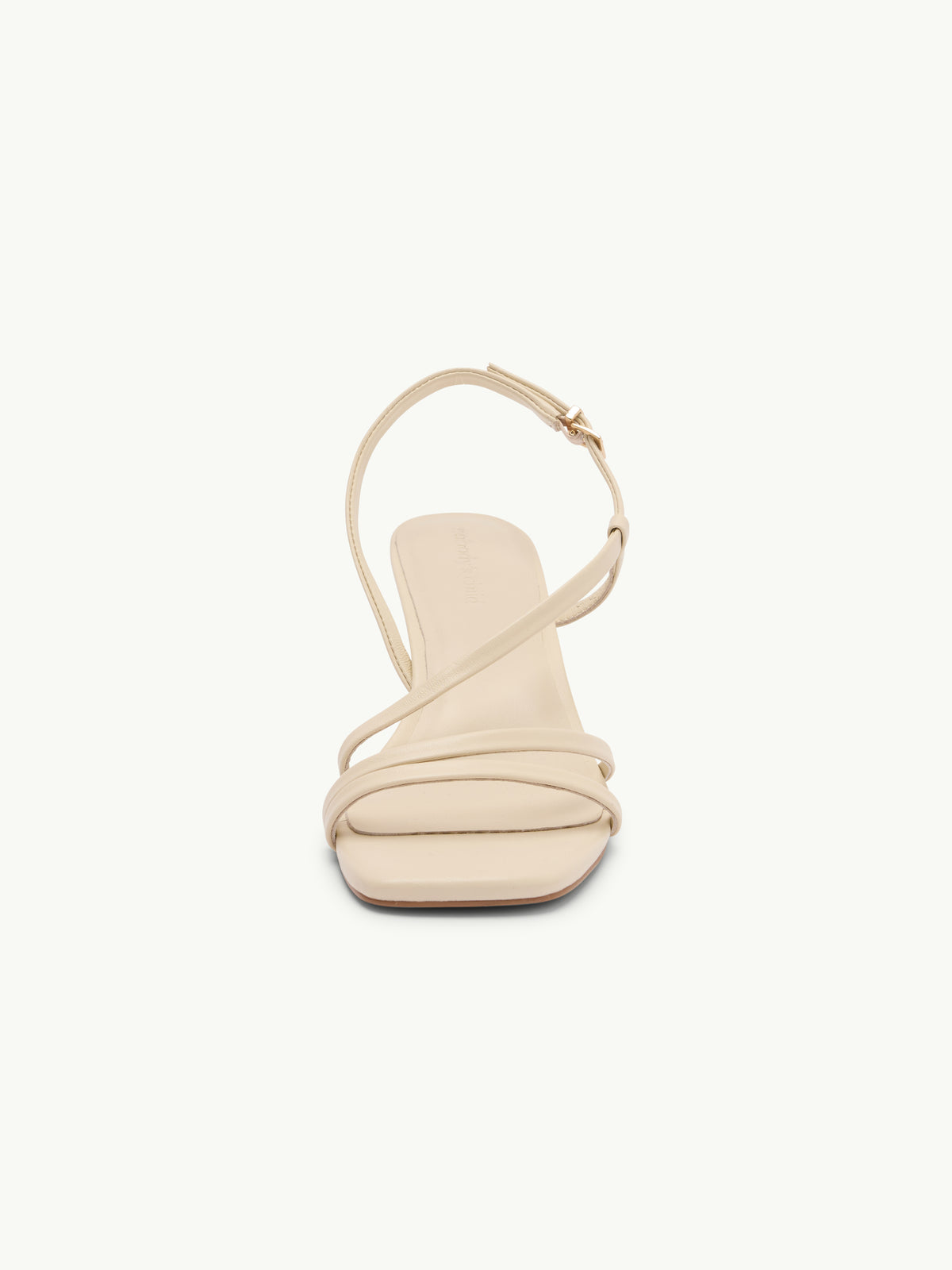 Cream Leather Strappy Kitten Heels
