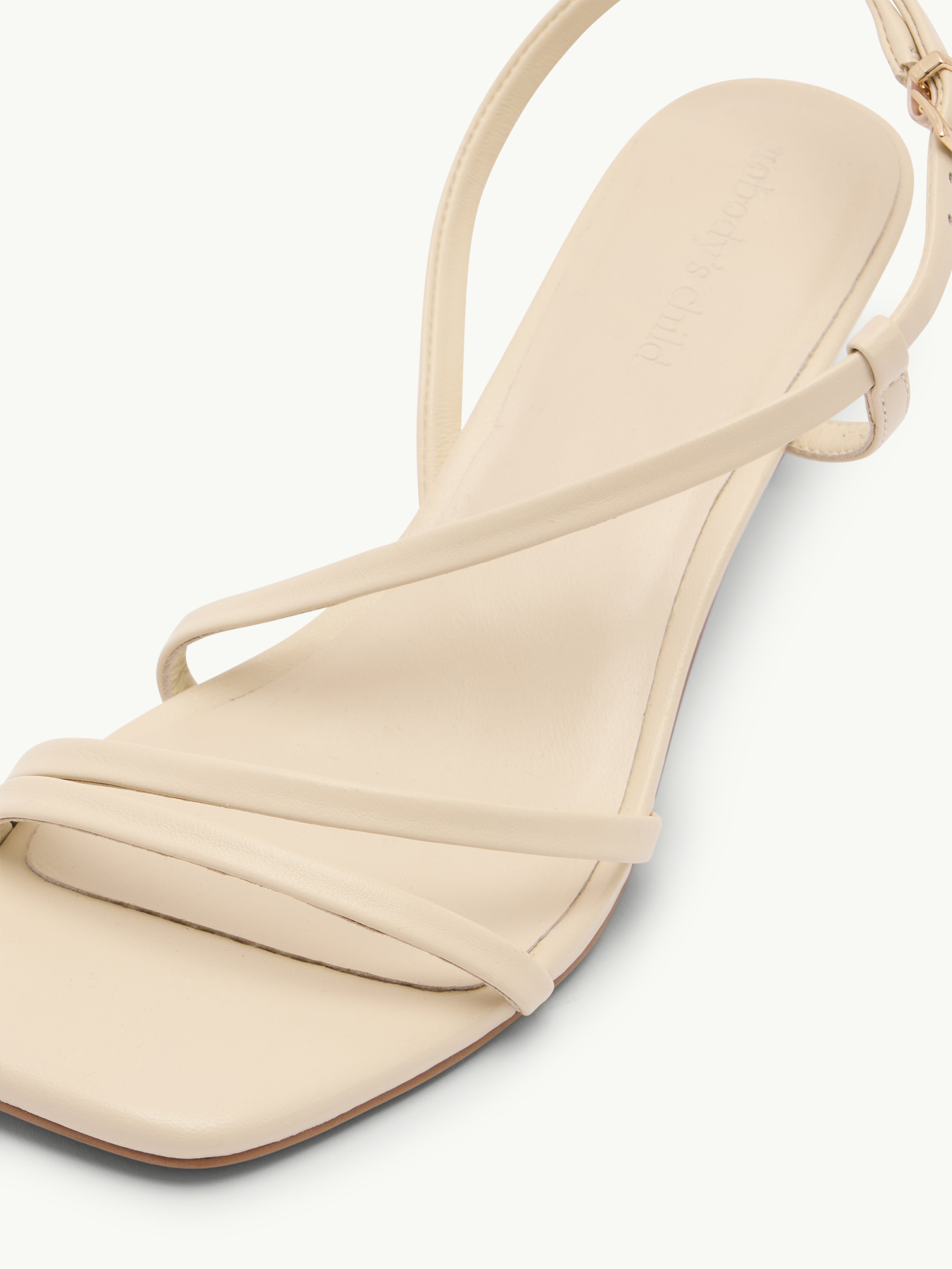 Cream Leather Strappy Kitten Heels