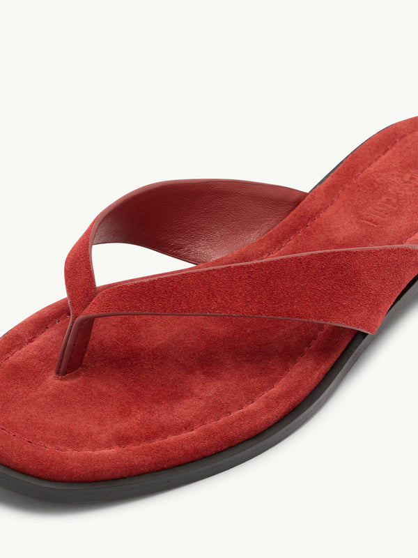 Red Suede Flip Flops