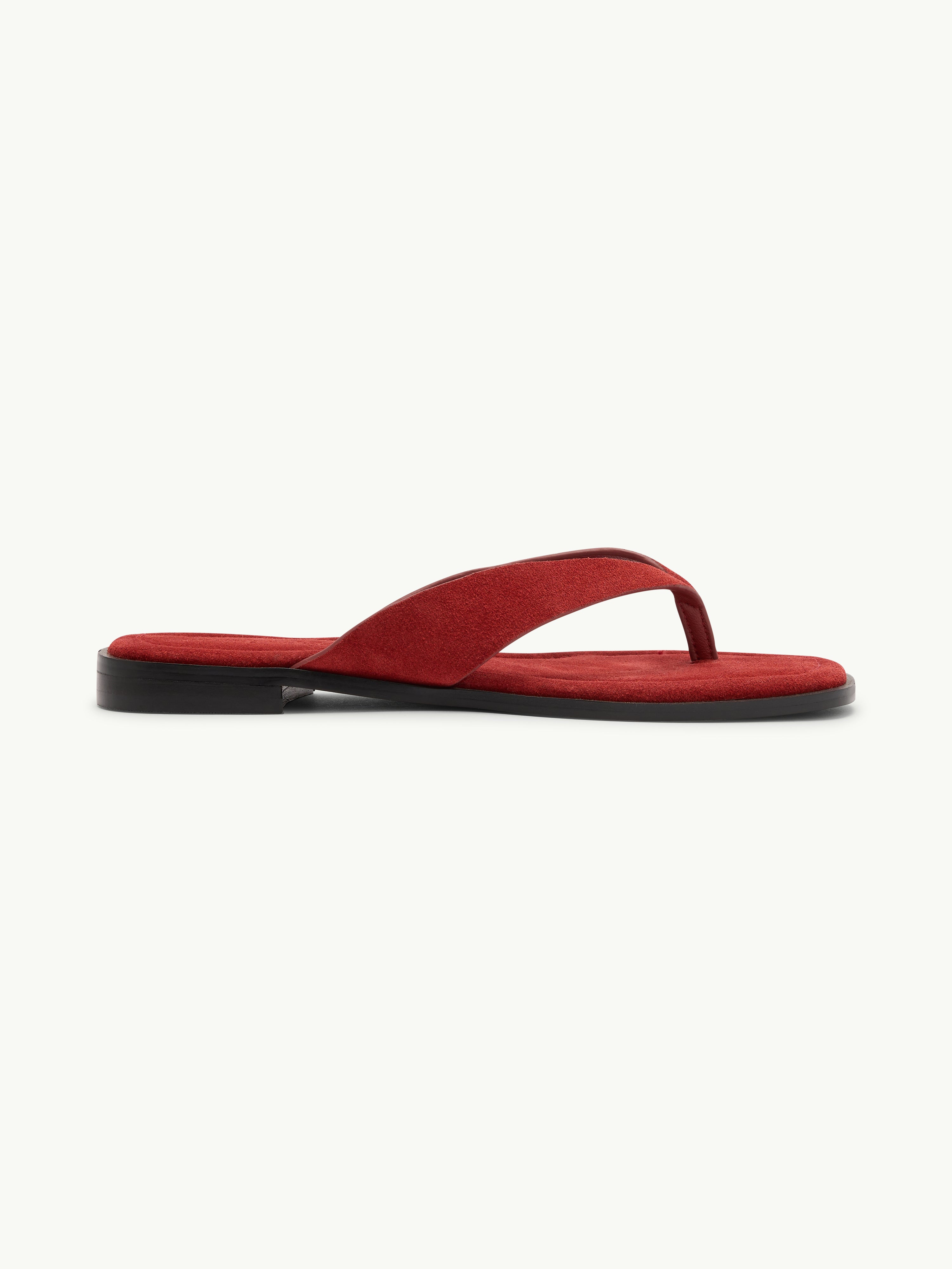 Red Suede Flip Flops