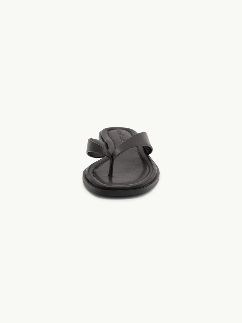 Black Leather Flip Flops