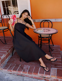 Black Leather Flip Flops