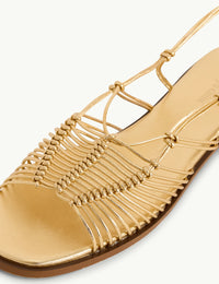 Gold Leather Strappy Sandals