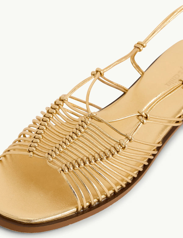 Gold Leather Strappy Sandals