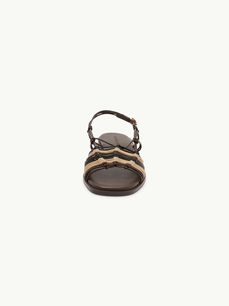 Brown and Gold Leather Strappy Sandals