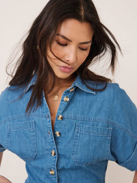 Blue Denim Button Down Playsuit