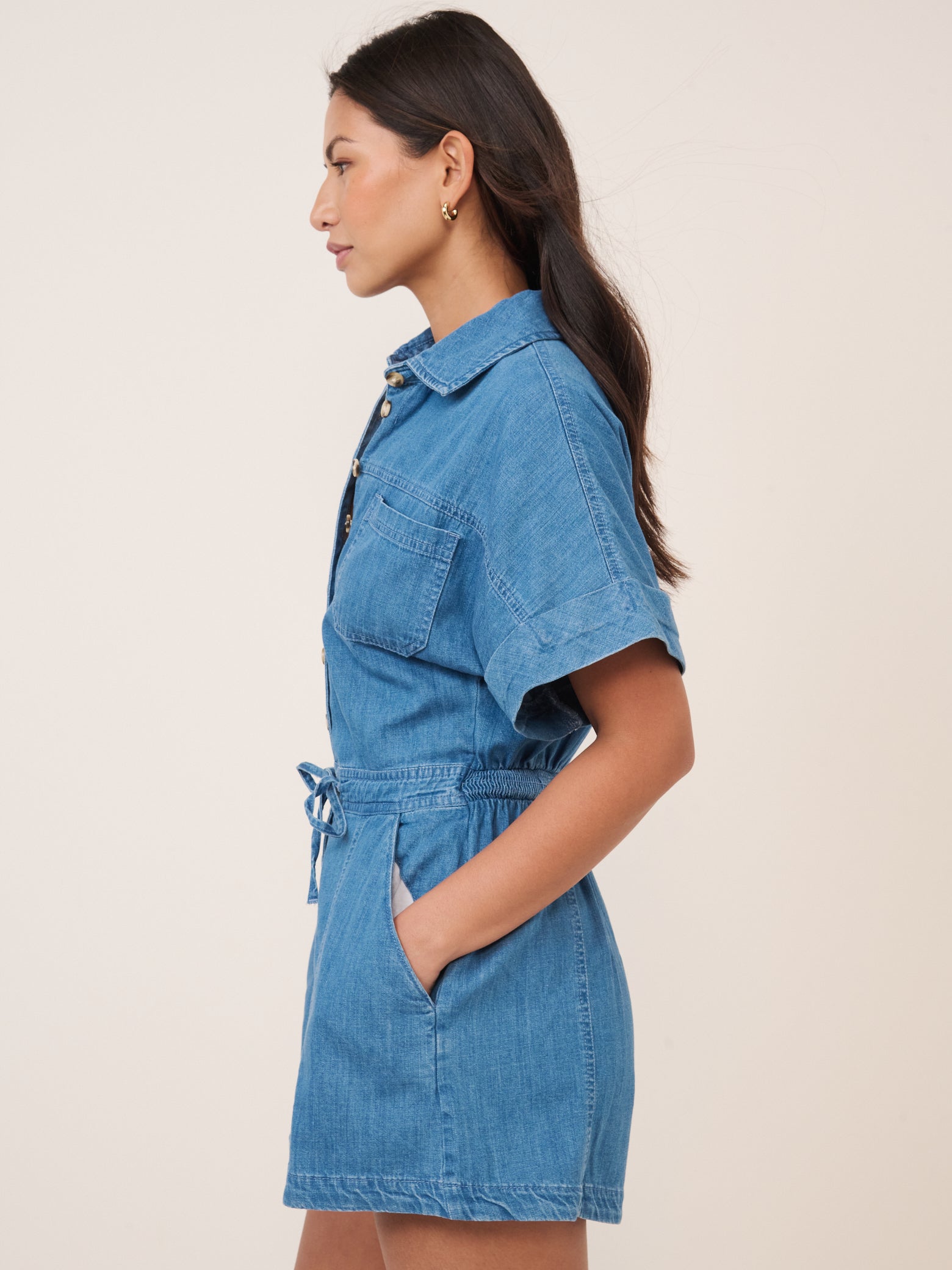 Blue Denim Button Down Playsuit