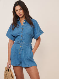 Blue Denim Button Down Playsuit