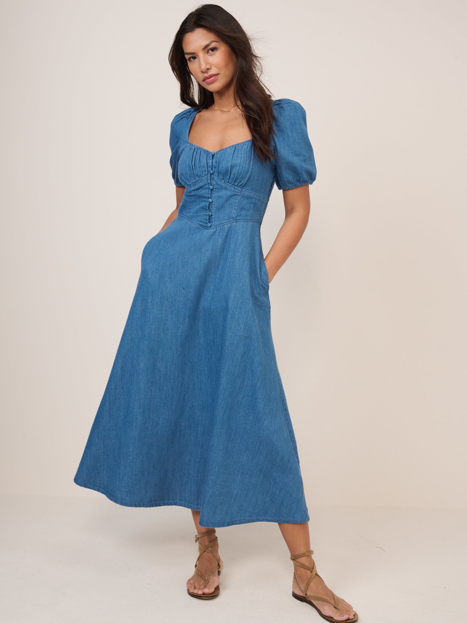 Blue Denim Tulla Midi Dress Blue Denim Tulla Midi Dress