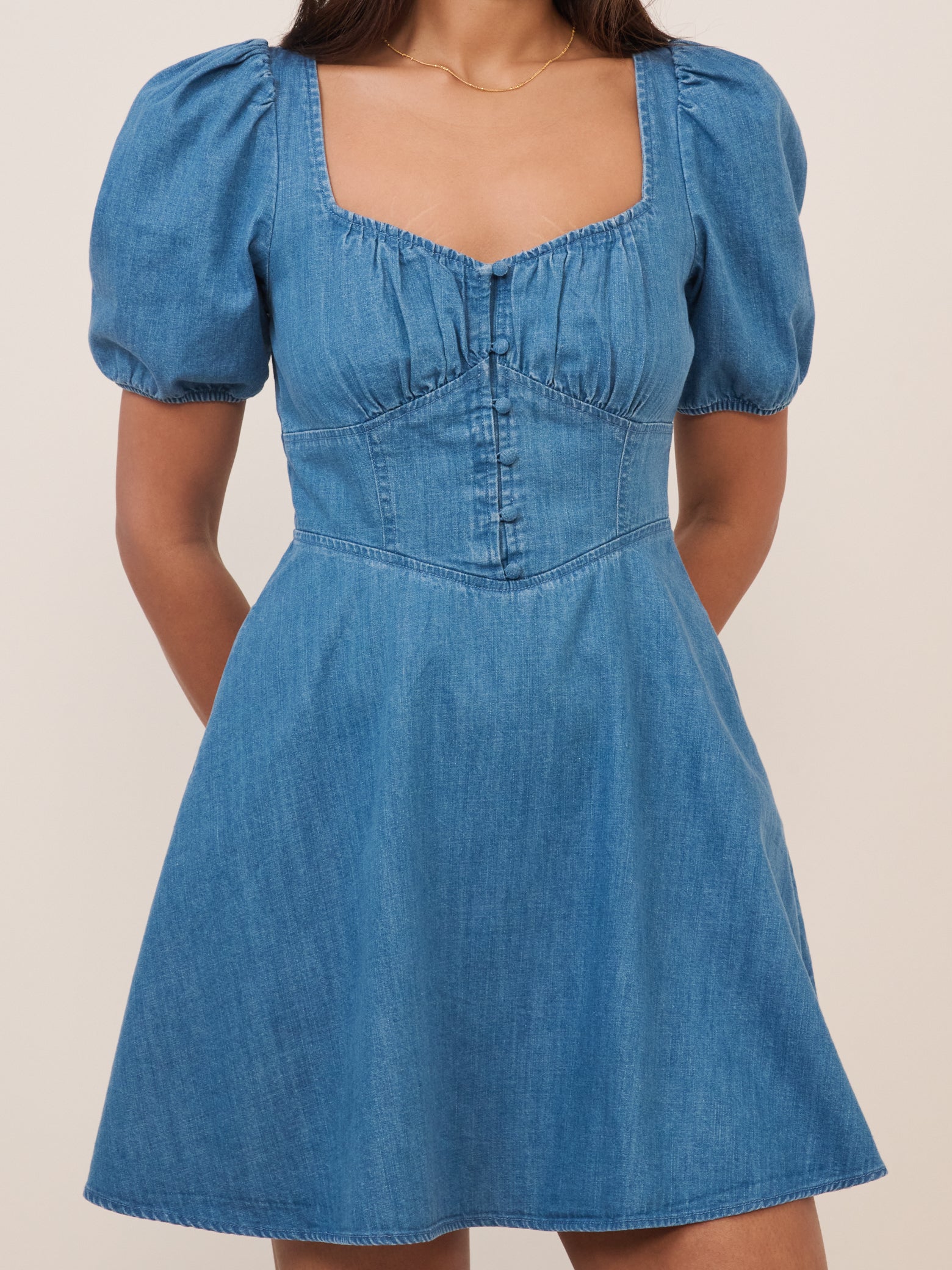 Blue Denim Tulla Puff Sleeve Mini Denim Dress