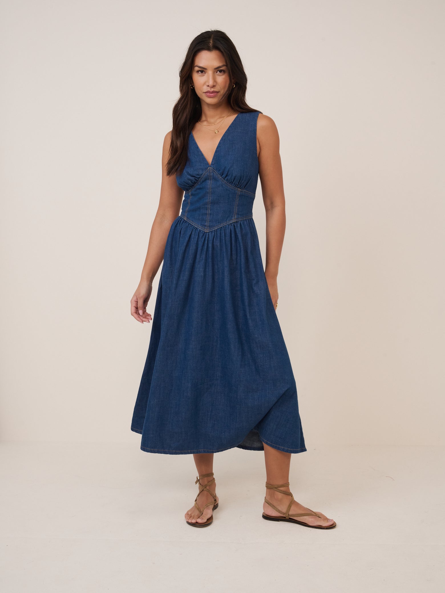 Mid-Wash Jackson Denim Midi Dress Mid-Wash Jackson Denim Midi Dress