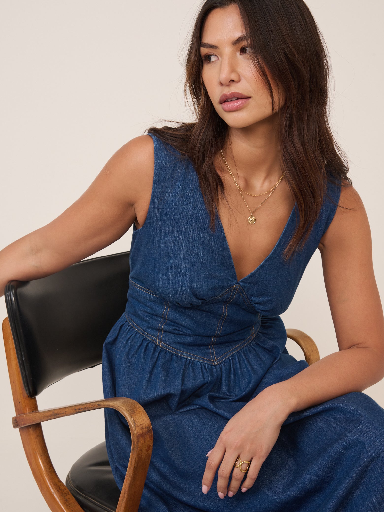 Mid-Wash Jackson Denim Midi Dress Mid-Wash Jackson Denim Midi Dress