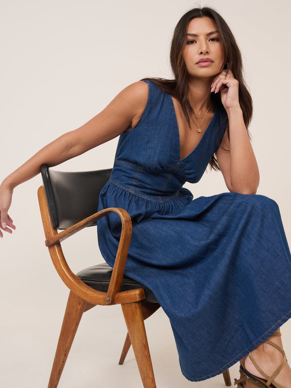 Mid-Wash Jackson Denim Midi Dress