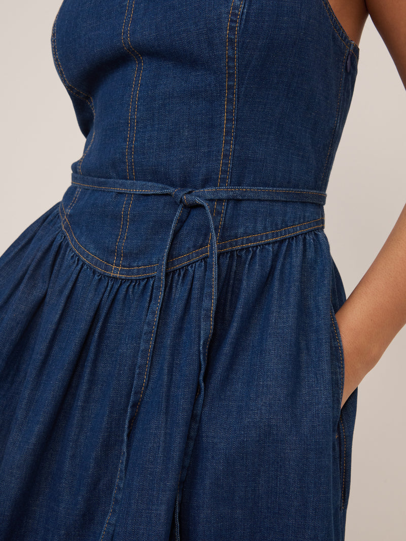 Dark Blue Denim Jones Midi Dress