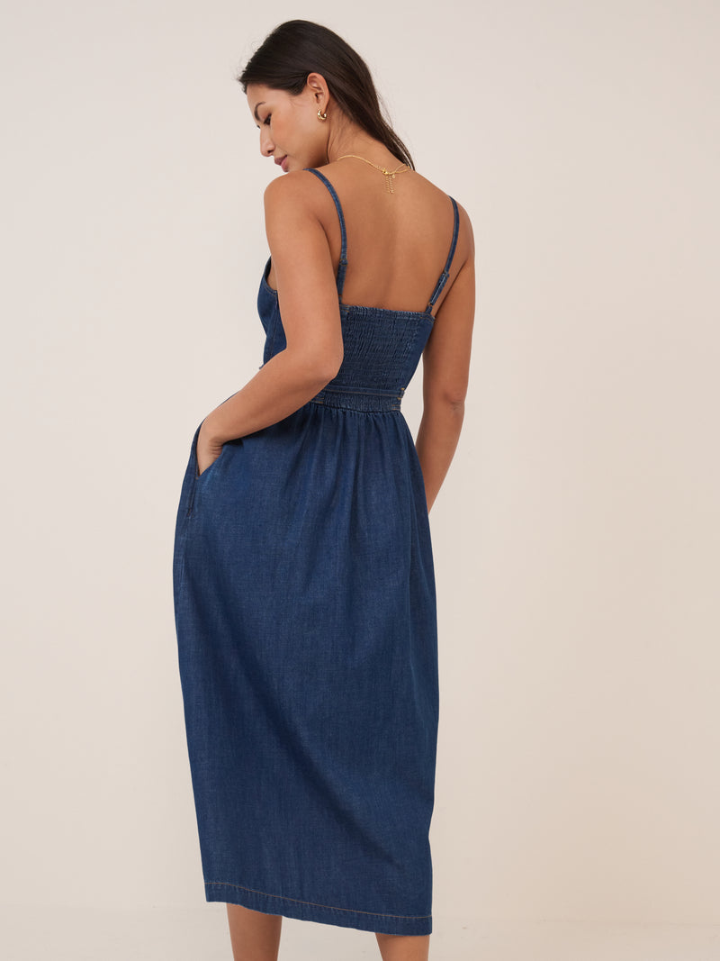 Dark Blue Denim Jones Midi Dress