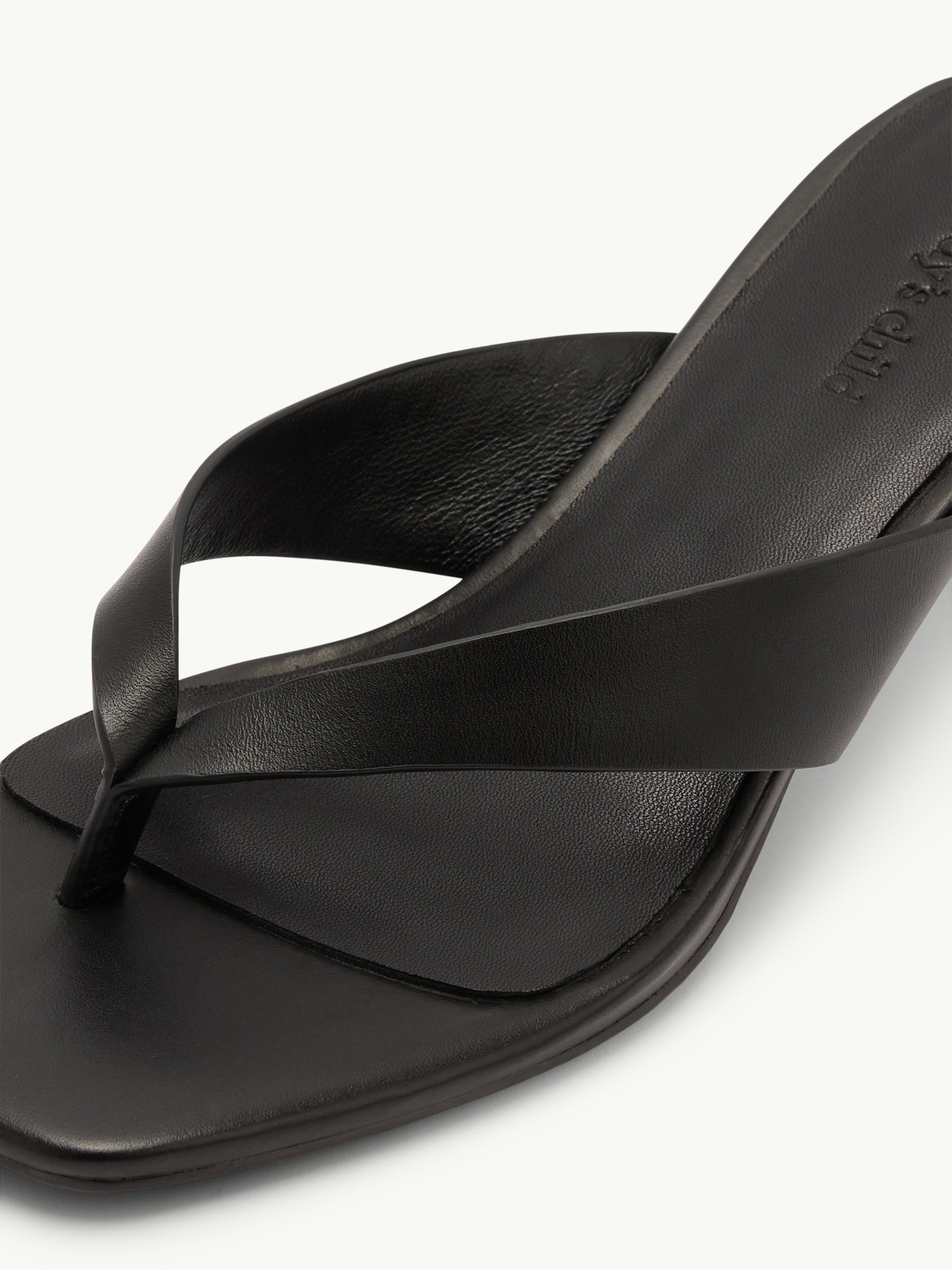 Black Leather Flip Flop Heels