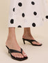 Black Leather Flip Flop Heels
