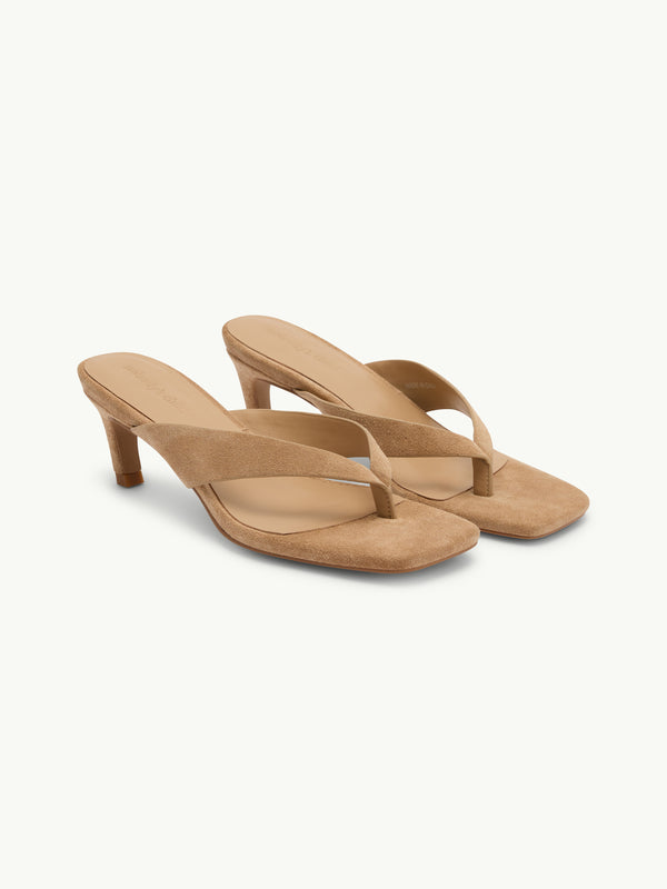 Brown Suede Flip Flop Heel